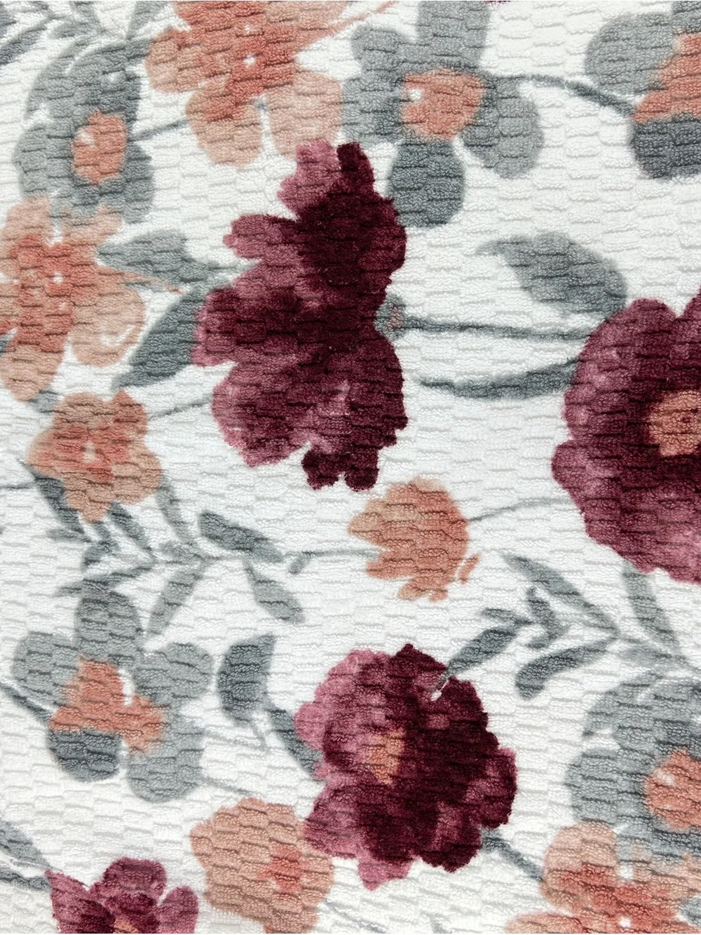 Deborah Connolly Bath Towel Set Burgundy Gray White Floral Extra Soft 2 Pc NEW
